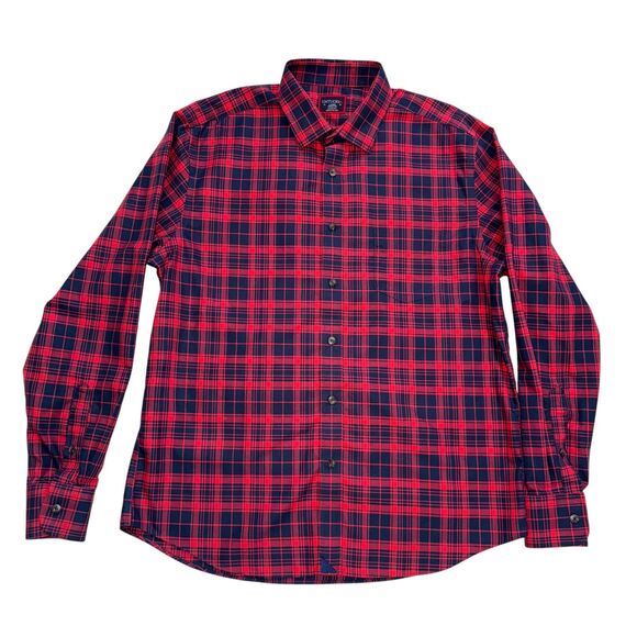 EUC Men's UntuckIt Shirt Red Check Button‎ Up Wrinkle Free Size Large - Picture 1 of 3
